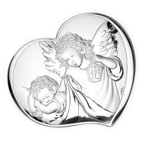 pannello sacro “Angelo Custode” retro in legno – 9×13 cm