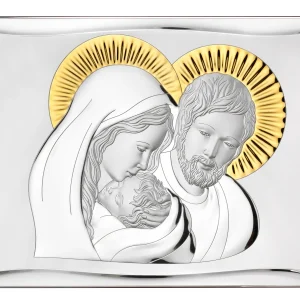 pannello sacro “Sacra Famiglia” colorata retro legno – 20×25 cm