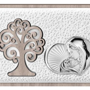 pannello legno c/resina Albero d. Vita Madonna con Bimbo