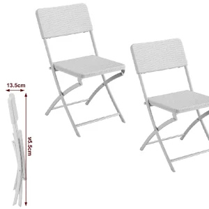 Kit 2Sedie Pieghevoli Metallo Verniciato e Rattan Interno Esterno Bar Casa Hotel