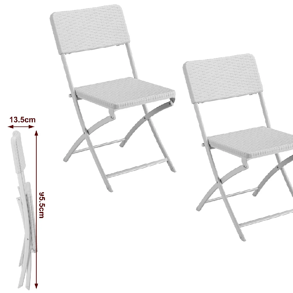 Kit 2Sedie Pieghevoli Metallo Verniciato e Rattan Interno Esterno Bar Casa Hotel - immagine 2
