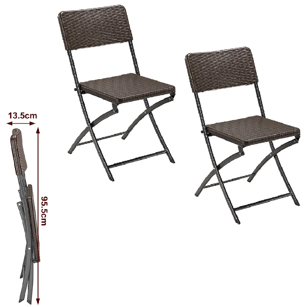 Kit 2Sedie Pieghevoli Metallo Verniciato e Rattan Interno Esterno Bar Casa Hotel - immagine 2
