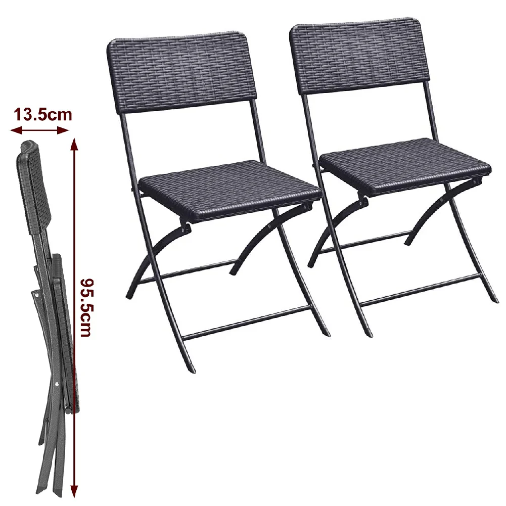 Kit 2Sedie Pieghevoli Metallo Verniciato e Rattan Interno Esterno Bar Casa Hotel