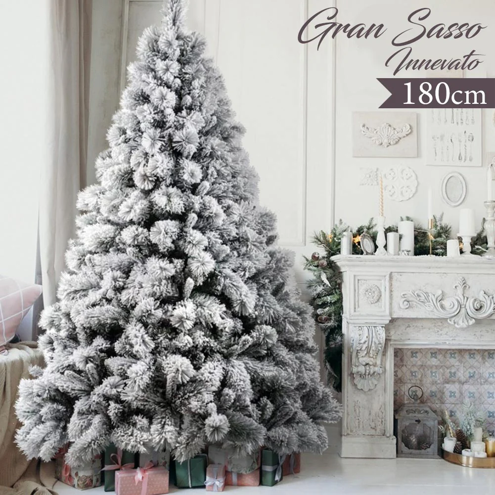 Albero di Natale Innevato 180 cm Folto Realistico 955 Punte PVC Base Metallo - immagine 6