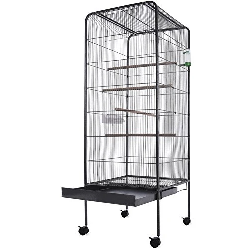 Voliera Gabbia Grande Pappagalli Canarini Parrocchetti con 4Ruote H150cm Metallo - immagine 6