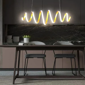 Sospensione Oro a Led 40W Ricciolo Bianco Freddo Regolabile in Altezza e Larghezza