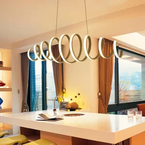 Sospensione Oro a Led 58W Ricciolo Bianco Freddo Regolabile in Altezza e Larghezza