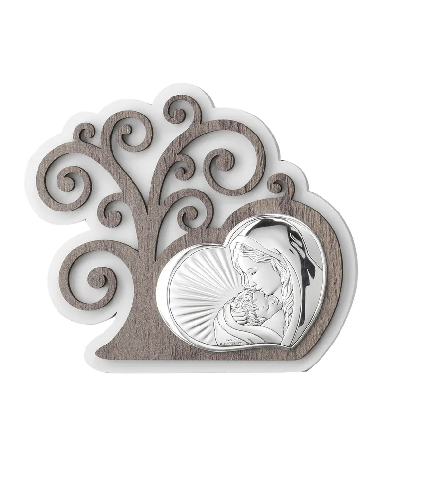 pannellino laserato albero della vita Madonna con Bambino