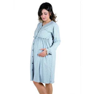 CAMICIA DA NOTTE CLINICA APERTA DAVANTI MANICA LUNGA PREMAMY M1515