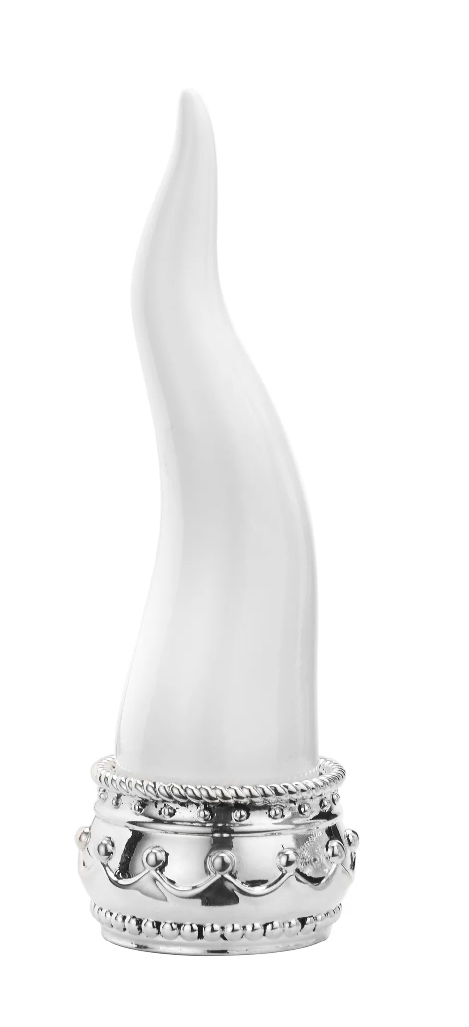 corno bianco in resina base argento - immagine 2
